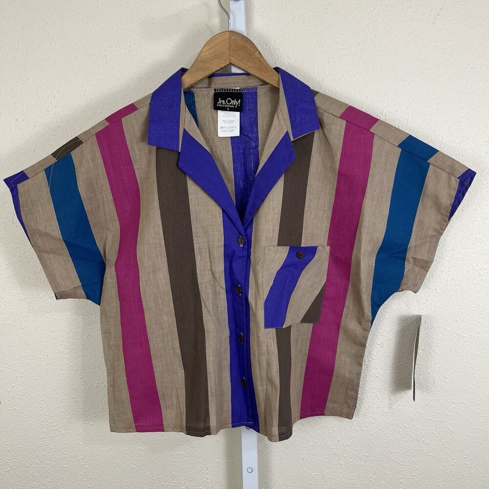 Vintage JRS Only California Striped Boxy Top NWT 80s 90s Large Retro Deadstock